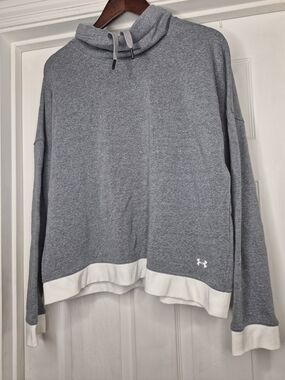 Under Armour Grey Cowl neck Pullover with White Trim Large